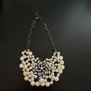 Pearl and brooch cluster necklace